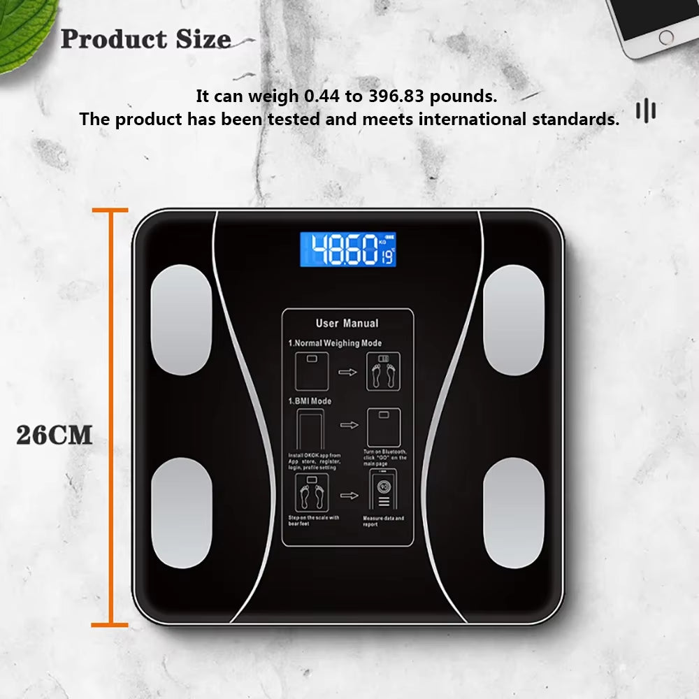 Body Fat Scale Smart Wireless Digital Bathroom Weight Scale Body Composition Analyzer with Smartphone App Bluetooth-Compatible