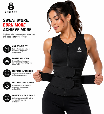 Zenlyft Waist Trainer – Compression Sweat Belt for Core Support, Fat Loss & Body Shaping