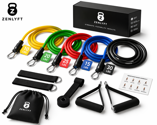 Zenlyft Fitness Resistance Bands with Handles – Adjustable Home Strength Training & Full Body Workout System