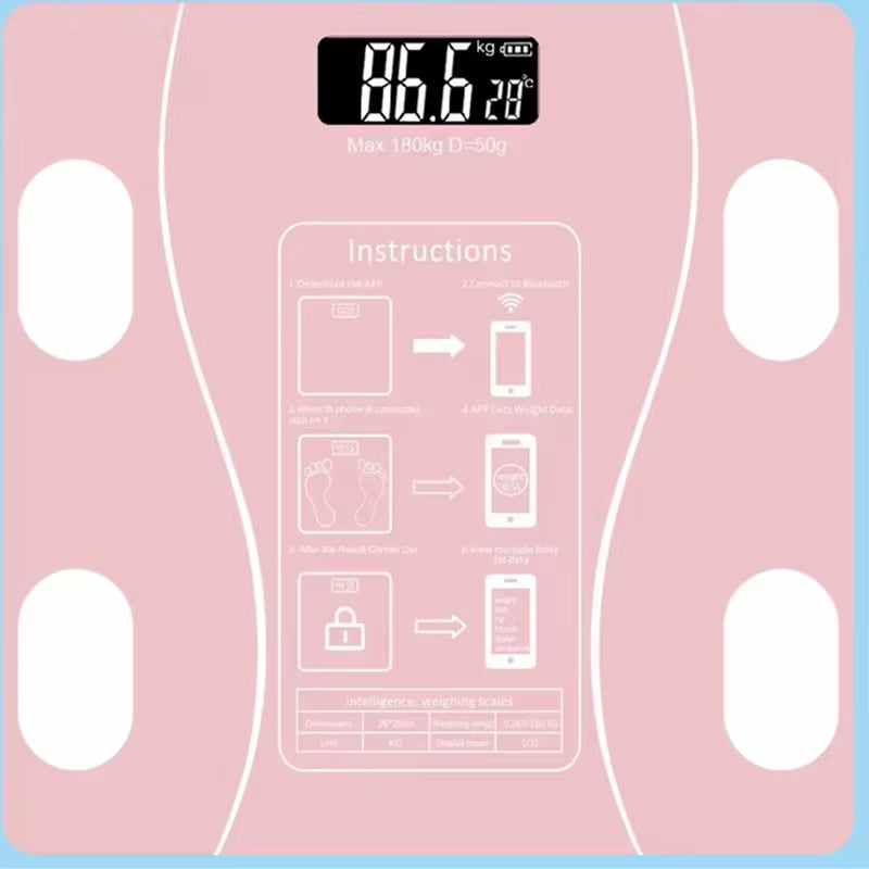 Body Fat Scale Smart Wireless Digital Bathroom Weight Scale Body Composition Analyzer with Smartphone App Bluetooth-Compatible