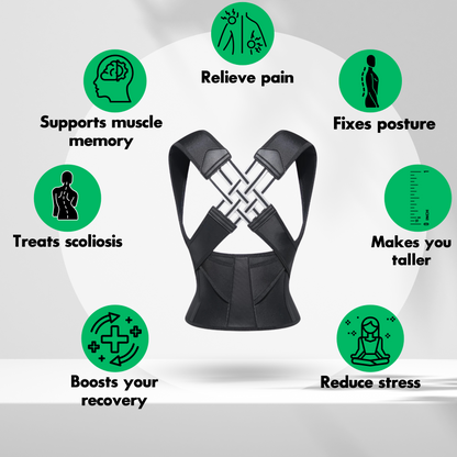 Zenlyft Posture Corrector for Back Pain Relief – Adjustable Upper Back & Shoulder Support Brace