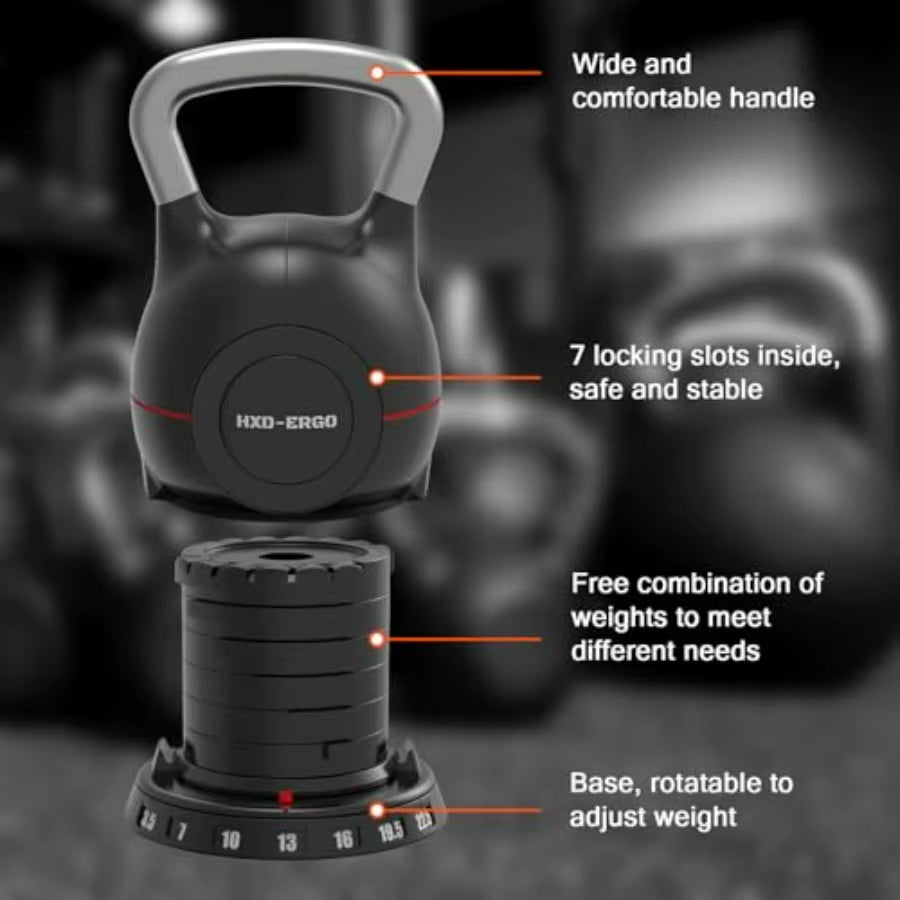 Adjustable Kettlebell Weight Set-Quickly Adjusts Weights, Comfortable Grip, Ergonomic Kettlebell Sets for Home Gym