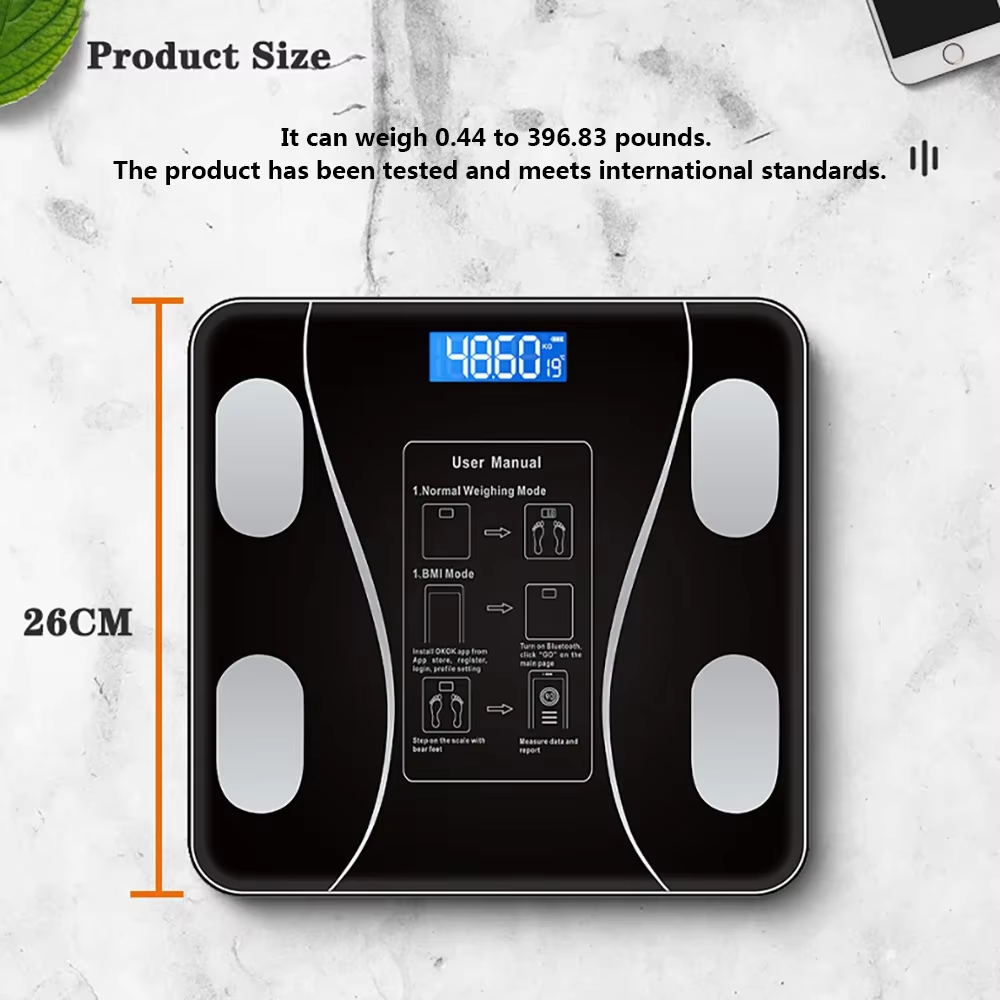 Body Fat Scale Smart Wireless Digital Bathroom Weight Scale Body Composition Analyzer with Smartphone App Bluetooth-Compatible